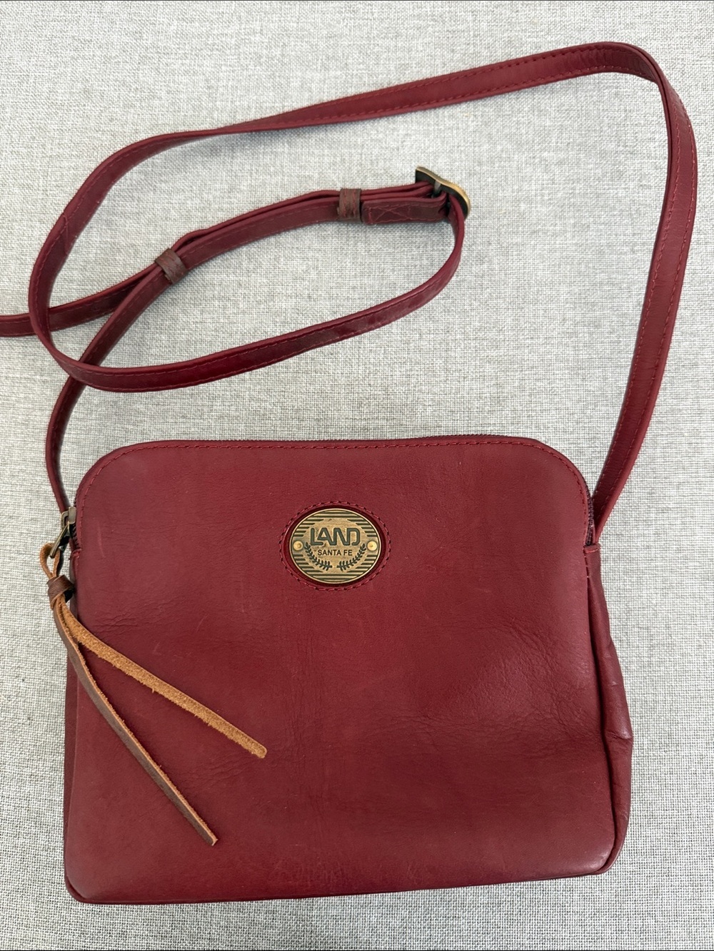 LAND Leather Crossbody Bag in Wine Red